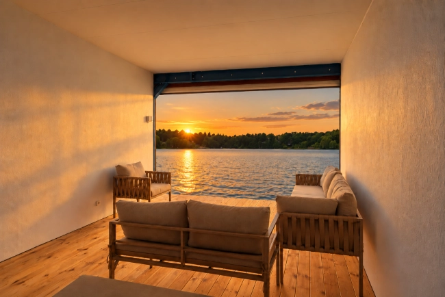 Sonnenuntergang mit Seeblick