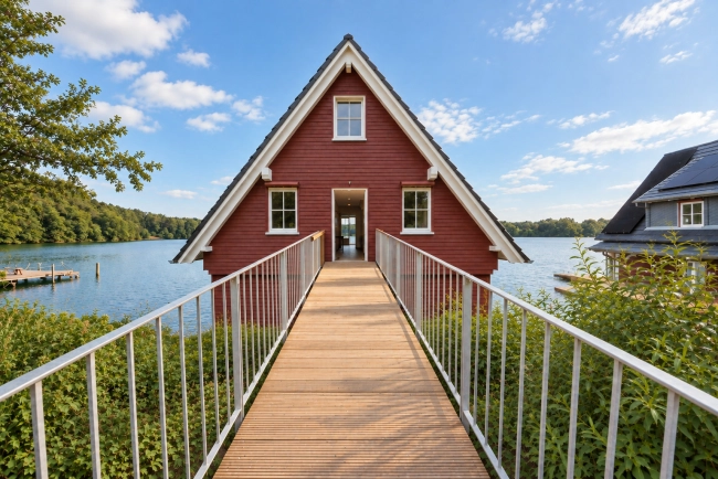 Außenansicht Bootshaus am Wurlsee