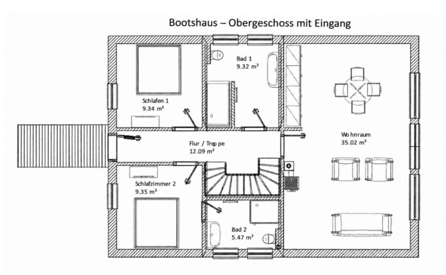 Grundriss Bootshaus - Obergeschoss